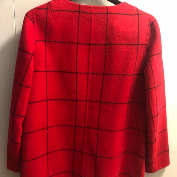 Talbots Red Black Windowpane Plaid Wool Blend Blazer size 8 - Picture 2 of 5